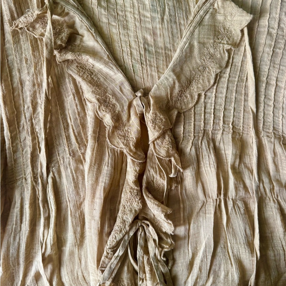 Zara Beige Ruffle Detail Blouse